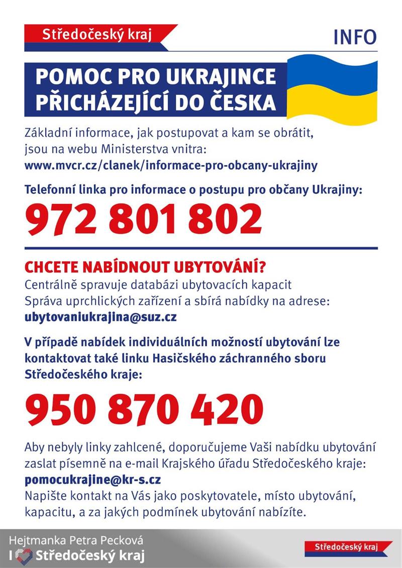 Pomoc pro Ukrajince přicházející do Česka