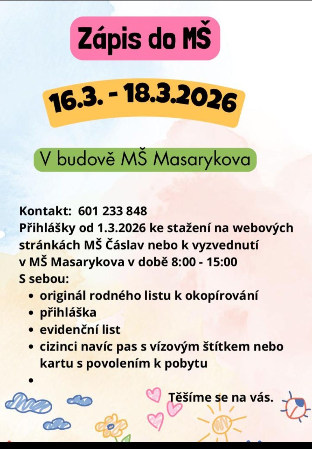 zápis do MŠ 2026/2027