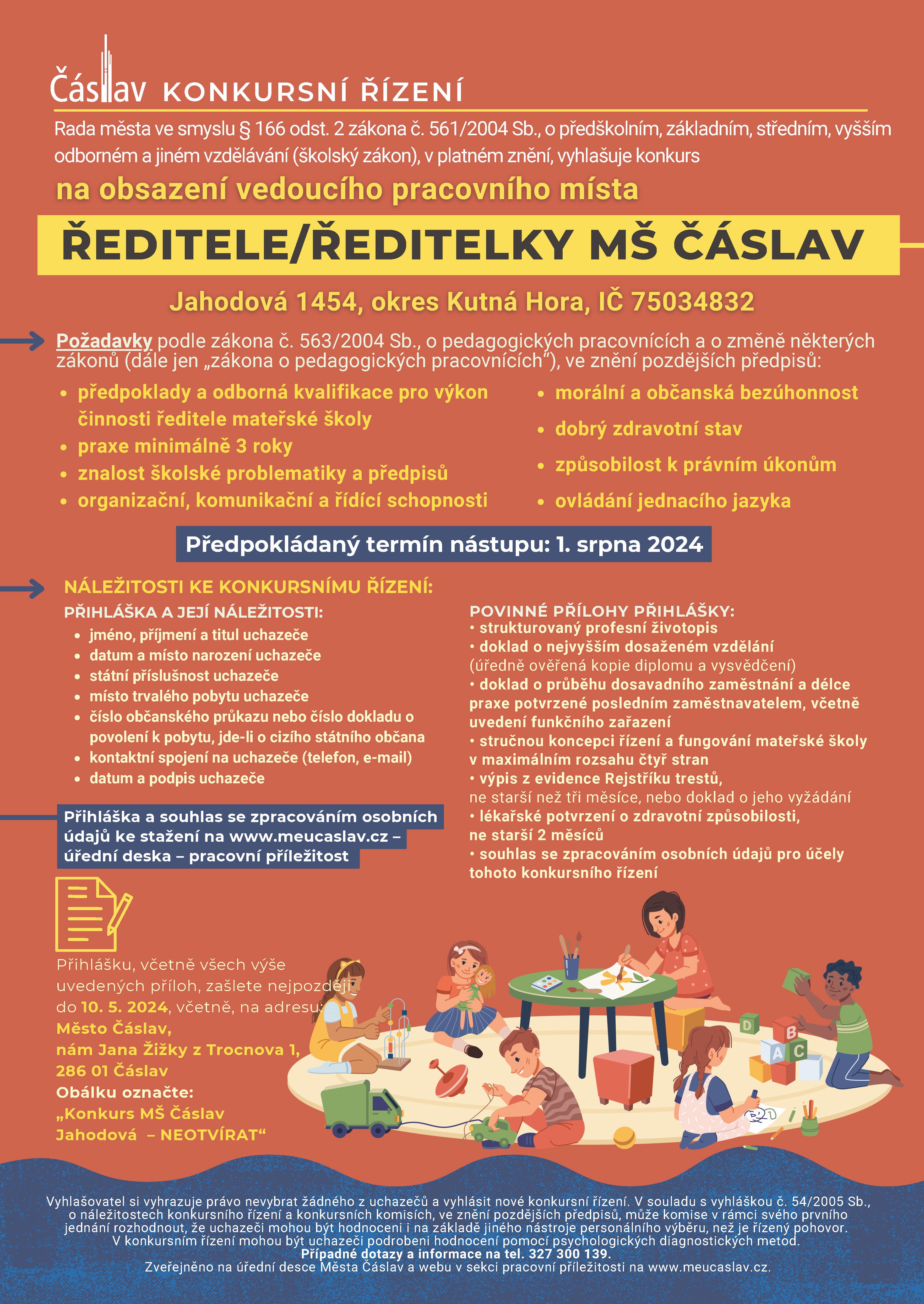 Konkursní řízení MŠ Čáslav