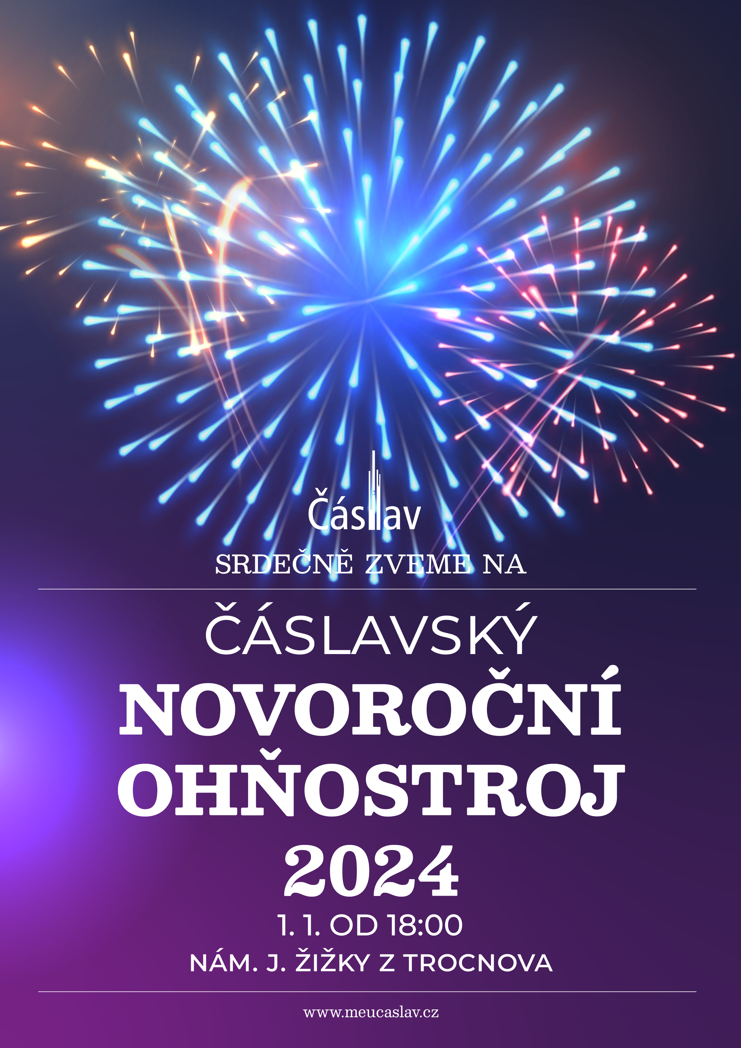 plakát novoroční ohňostroj 2024